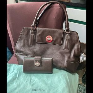 Tiffany & Co Manhattan Large Leather Handbag & Wallet Set